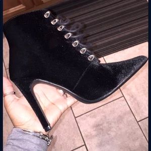 Velvet stiletto booties